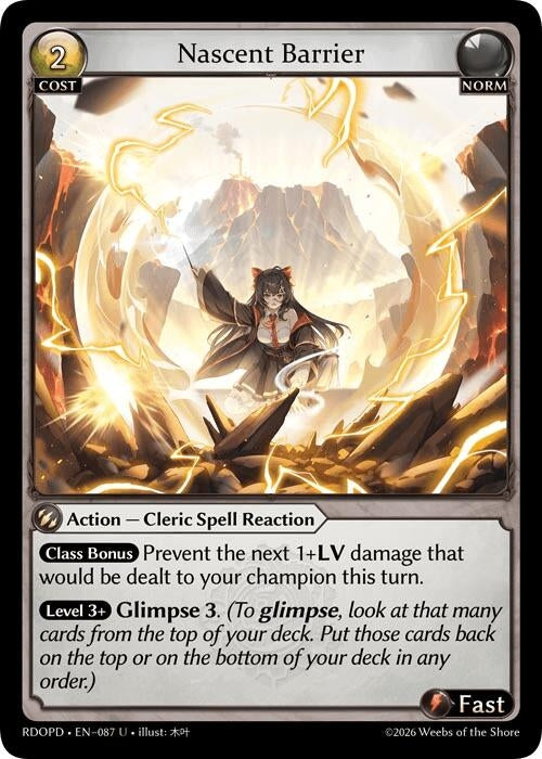 Image for Nascent Barrier (087) (Radiant Origins: Pantheon) - Grand Archive TCG