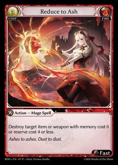 Image for Reduce to Ash (197) (Radiant Origins) - Grand Archive TCG