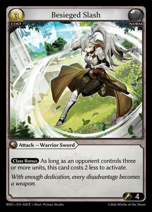 Image for Besieged Slash (Curio Foil) (058) (Radiant Origins) - Grand Archive TCG
