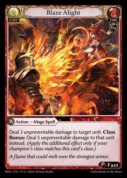 Image for Blaze Alight (Curio Foil) (172) (Radiant Origins) - Grand Archive TCG