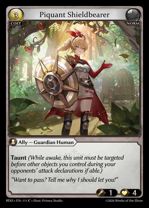Image for Piquant Shieldbearer (Curio Foil) (111) (Radiant Origins) - Grand Archive TCG