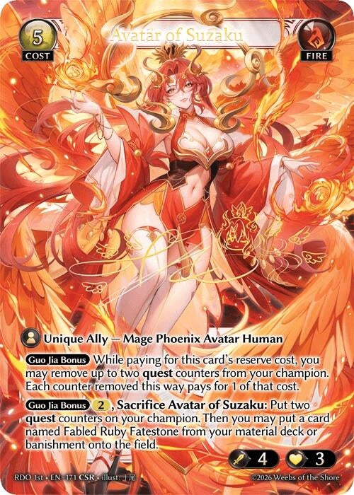 Image for Avatar of Suzaku (CSR) (171) (Radiant Origins) - Grand Archive TCG