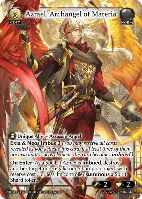 Image for Azrael, Archangel of Materia (50) (Radiant Origins) - Grand Archive TCG