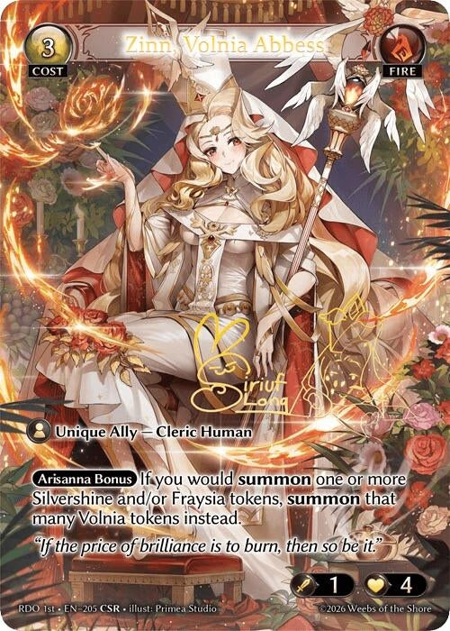 Image for Zinn, Volnia Abbess (CSR) (205) (Radiant Origins) - Grand Archive TCG