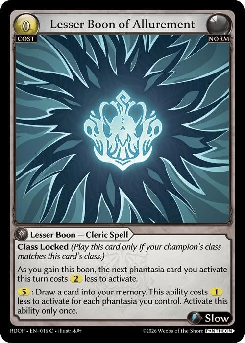 Image for Lesser Boon of Allurement (016) (Radiant Origins: Pantheon) - Grand Archive TCG