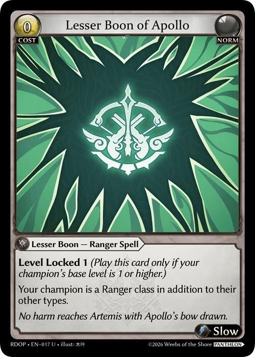 Image for Lesser Boon of Apollo (017) (Radiant Origins: Pantheon) - Grand Archive TCG