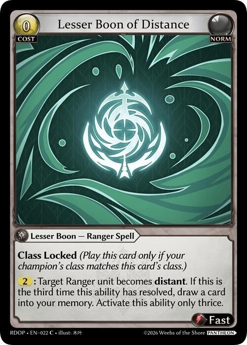 Image for Lesser Boon of Distance (022) (Radiant Origins: Pantheon) - Grand Archive TCG