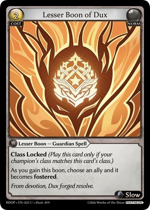 Image for Lesser Boon of Dux (023) (Radiant Origins: Pantheon) - Grand Archive TCG
