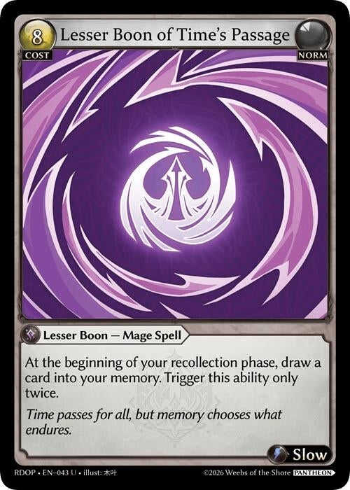 Image for Lesser Boon of Time's Passage (043) (Radiant Origins: Pantheon) - Grand Archive TCG