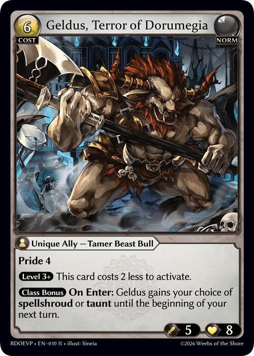 Image for Geldus, Terror of Dorumegia (010) (Radiant Origins Event Pack) - Grand Archive TCG