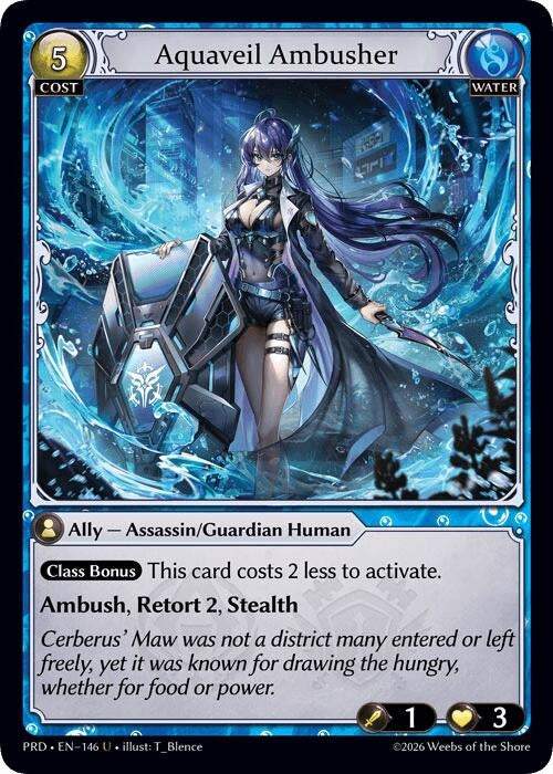 Image for Aquaveil Ambusher (Interference Curio Foil) (146) (.asphodel/paradise) (PRD) - Grand Archive TCG
