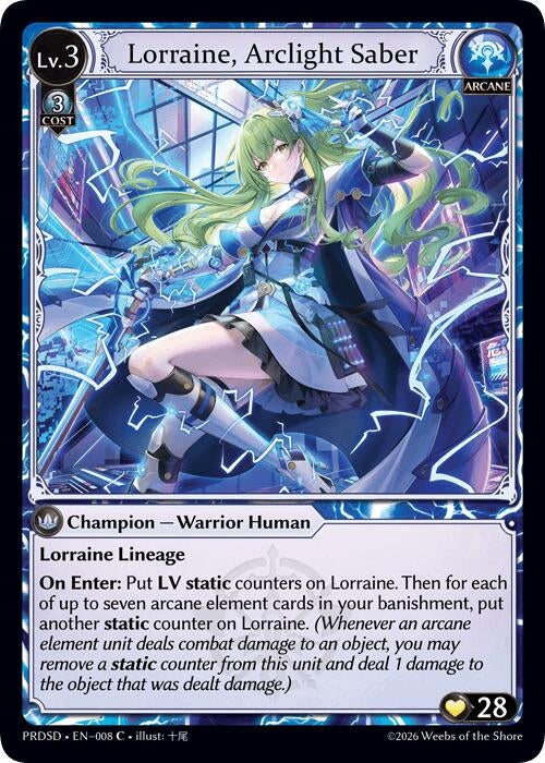 Image for Lorraine, Arclight Saber (008) (.asphodel/paradise Starter Decks) (PRDSD) - Grand Archive TCG