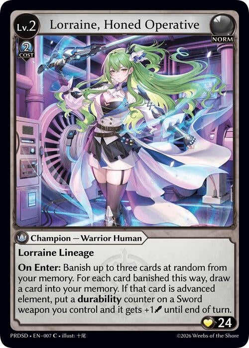Image for Lorraine, Honed Operative (007) (.asphodel/paradise Starter Decks) (PRDSD) - Grand Archive TCG