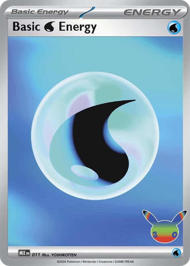 Basic Water Energy - 011 (30th Celebration) (011) (MEE: Mega Evolution Energies) (MEE)