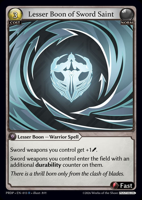 Image for Lesser Boon of Sword Saint (013) (.asphodel/paradise: Pantheon) (PRDP) - Grand Archive TCG