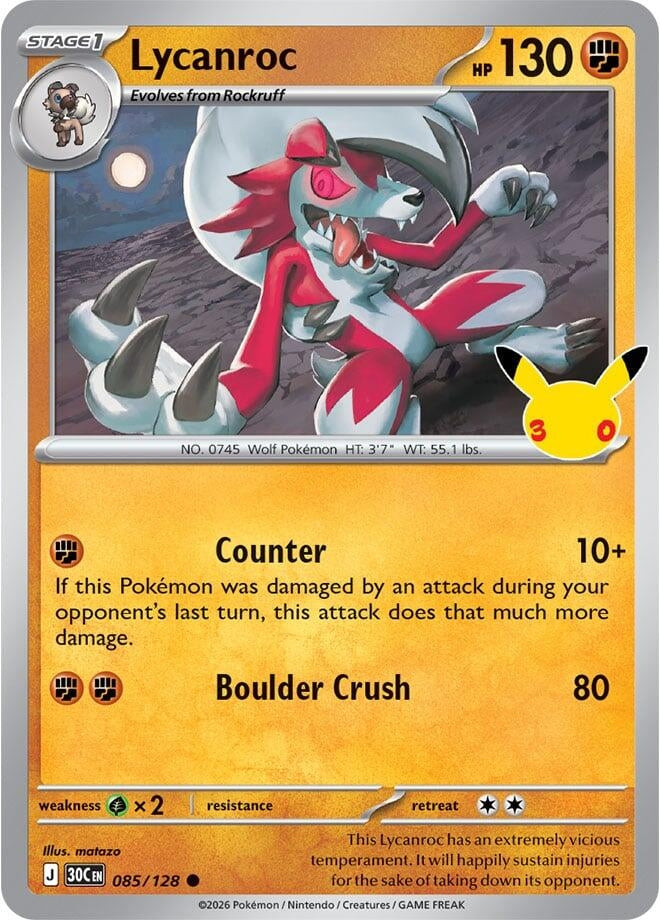Lycanroc (085/128) (ME: 30th Celebration) (30C)